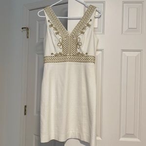 Like-new Lily Pulitzer Aveline White & Gold shift dress size 2